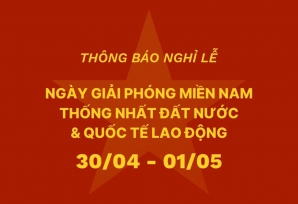 THÔNG BÁO LỊCH NGHỈ NHÂN DỊP KỶ NIỆM NGÀY THÀNH LẬP CÔNG TY 01/04/2025